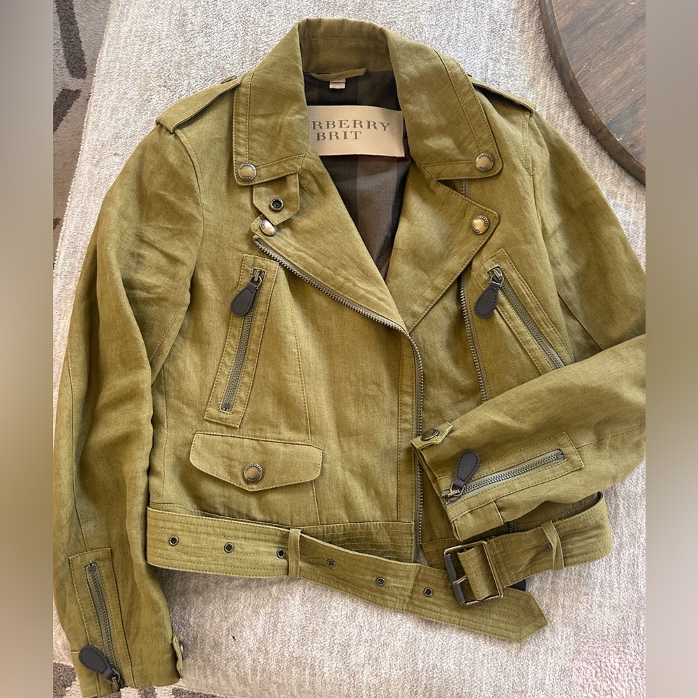 Burberry linen biker jacket